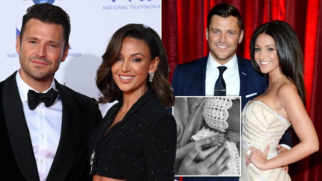 Michelle Keegan and Mark Wright and an image of their newborn daughter
