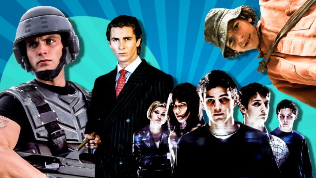 A compilation image of stills from Starship Troopers, American Psycho, The Faculty, and Holes