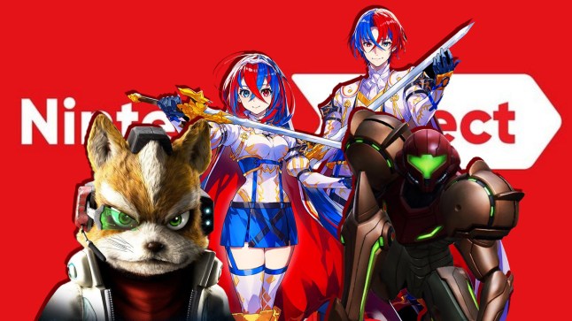 Star Fox, Fire Emblem and Metroid characters on Nintendo Direct logo