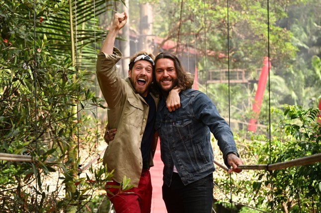 Editorial use only Mandatory Credit: Photo by James Gourley/ITV/Shutterstock (14251637ax) Sam Thompson is crowned King of the Jungle and is met by Pete Wicks 'I'm a Celebrity... Get Me Out of Here!' TV Show, Series 23, Australia - 10 Dec 2023