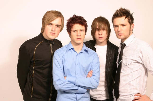 English pop rock band McFly, circa 2005. From left to right, they are Tom Fletcher, Dougie Poynter, Danny Jones and Harry Judd. (Photo by Tim Roney/Getty Images)