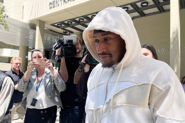 Yung Filly, leaving court in white hoodie