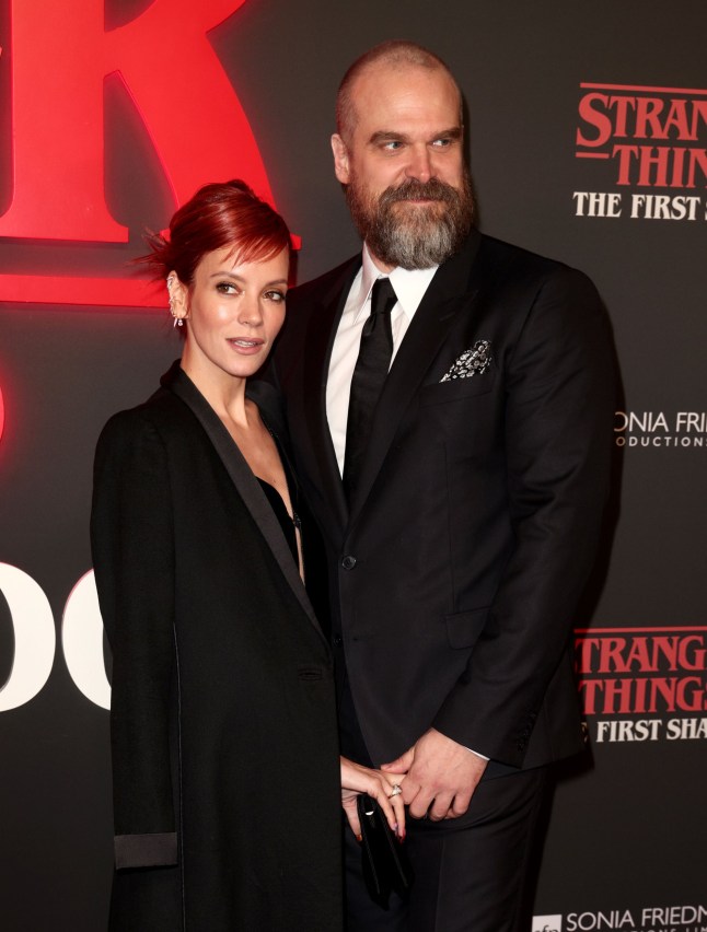 Mandatory Credit: Photo by James Shaw/REX/Shutterstock (14258511ck) Lily Allen and David Harbour 'Stranger Things: The First Shadow' press night, Phoenix Theatre, London, UK - 14 Dec 2023