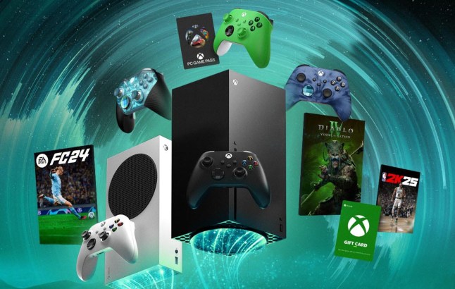 Artwork of Xbox consoles, games, and accessories