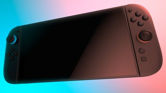 Nintendo Switch 2 on a blue and orange background.
