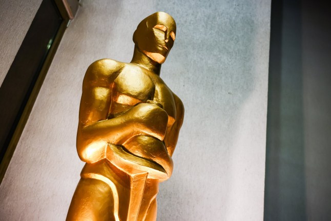 The Academy Award statuette giant replica is seen in Kino Kijow cinema two weeks before the 96th Oscars ceremony will take place in the Dolby Theatre in Hollywood, Los Angeles, California in the United states of America. Krakow, Poland on February 26, 2024. (Photo by Beata Zawrzel/NurPhoto via Getty Images)
