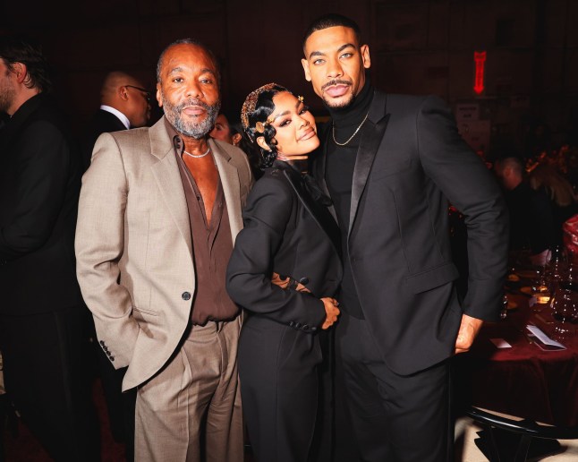 Mandatory Credit: Photo by Marc Patrick/BFA.com/Shutterstock (15129560dc) Lee Daniels, Teyana Taylor, Aaron Pierre The 2025 Fifteen Percent Pledge Gala in Los Angeles, CA - Cocktails & Ceremony, Paramount Studios, Los Angeles, California, United States - 01 Feb 2025