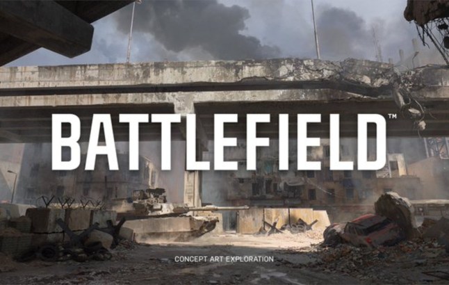 Battlefield 6 concept art from EA, showing the logo against a battle scene.