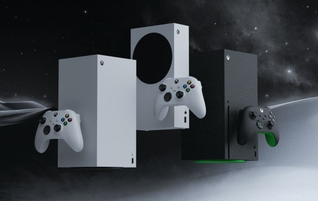 Xbox consoles hanging in air