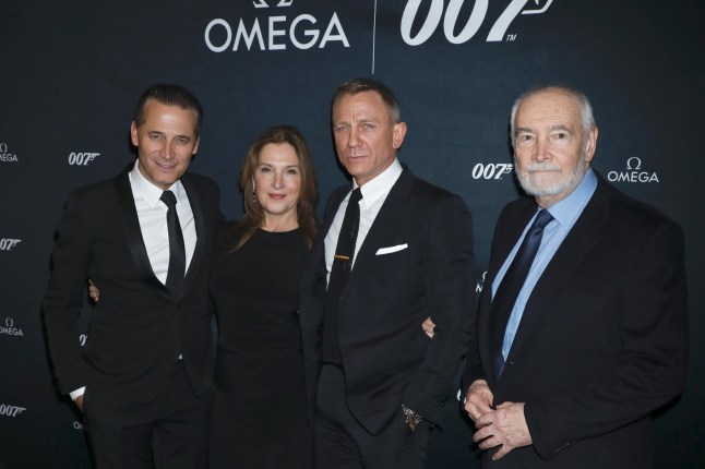Raynald Aeschlimann, CEO of Omega, Barbara Broccoli, Daniel Craig and Michael G Wilson Worldwide debut of the new OMEGA James Bond watch, New York, USA - 04 Dec 2019