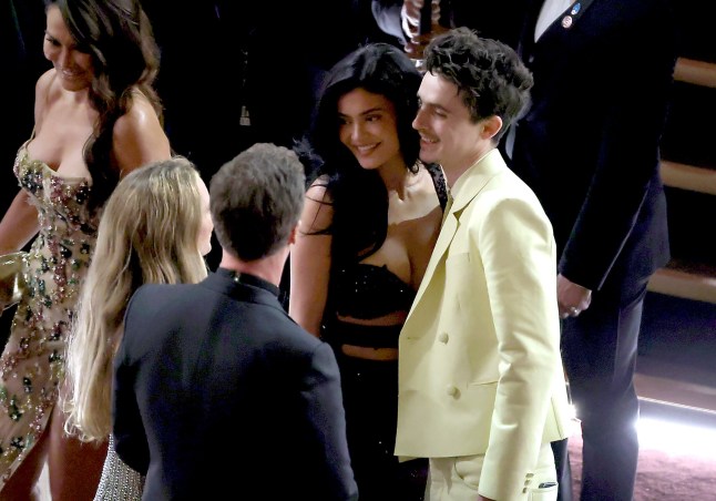 HOLLYWOOD, CALIFORNIA - MARCH 02: (L-R) Kylie Jenner and Timoth??e Chalamet attend the 97th Annual Oscars at Dolby Theatre on March 02, 2025 in Hollywood, California. (Photo by Kevin Winter/Getty Images)