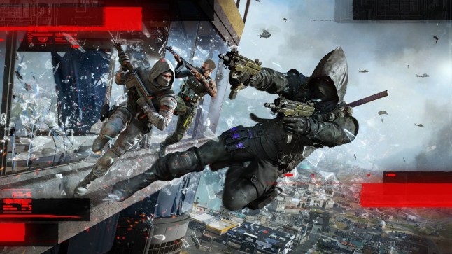 Call of Duty Warzone soldiers smashing through window while aiming guns