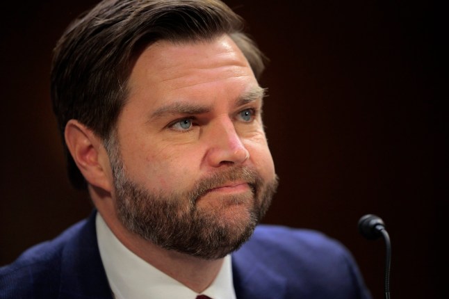 WASHINGTON, DC - MARCH 04: U.S. Vice President JD Vance introduces his friend and President Donald Trump's nominee to be under secretary of defense for policy, Elbridge Colby, during his confirmation hearing before the Senate Armed Services Committee the Dirksen Senate Office Building on Capitol Hill on March 04, 2025 in Washington, DC. Vance later spoke to reporters about what he and President Donald Trump want Ukrainian President Volodymyr Zelensky to do in order to restart peace negotiations with Russia. (Photo by Chip Somodevilla/Getty Images)