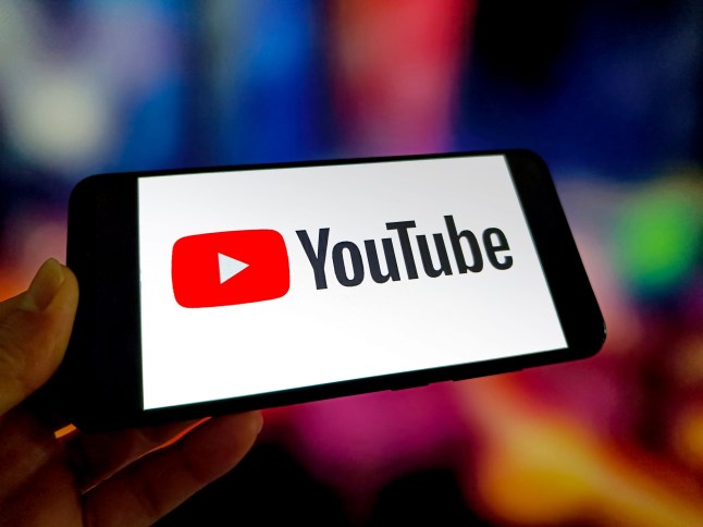 YouTube logo on a smartphone