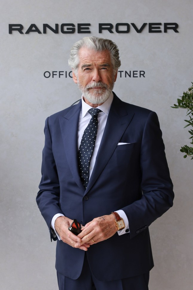 LONDON, ENGLAND - JULY 13: Pierce Brosnan attends a celebratory lunch hosted by Range Rover and Harper's Bazaar in the Range Rover suite ahead of the Wimbledon Ladies' singles final on July 13, 2024 in London, England. (Photo by Dave Benett/Getty Images for Range Rover & Harper's Bazaar)
