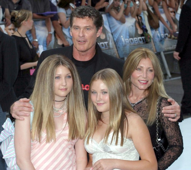 Mandatory Credit: Photo by REX/Shutterstock (467137m) David Hasselhoff with wife Pamela Bach and daughters 'I, ROBOT' FILM PREMIERE, LONDON, BRITAIN - 04 AUG 2004