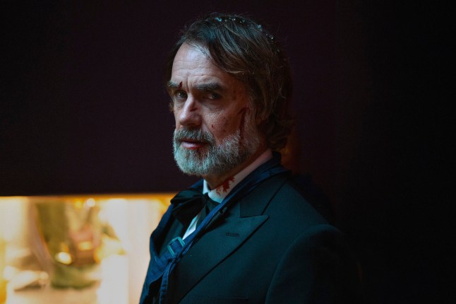 This image released by A24 shows Murray Bartlett in a scene from "Opus." (Anna Kooris/A24 via AP)