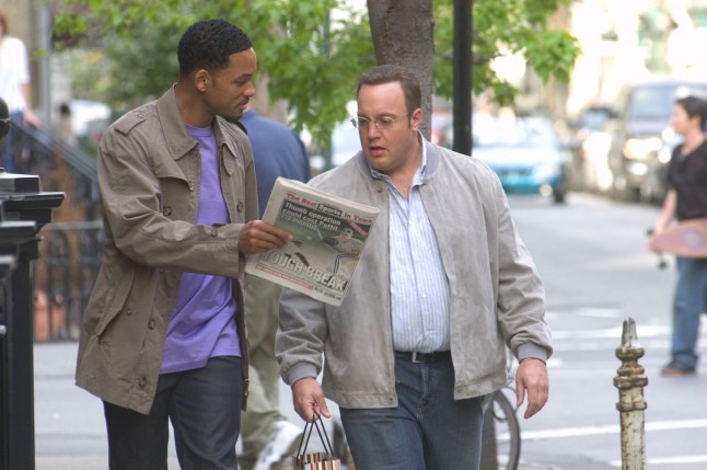 Editorial use only. No book cover usage. Mandatory Credit: Photo by Barry Wetcher/Columbia/Kobal/REX/Shutterstock (5883367w) Will Smith, Kevin James Hitch - 2005 Director: Andy Tennant Columbia Pictures USA Scene Still Hitch - Expert en s?duction