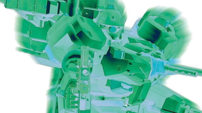 Armored Core green mecha pointing a gun