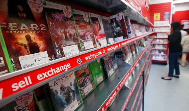 NEW YORK - APRIL 17: Video games are seen for sale in a CeX store April 17, 2009 in New York City. Video game sales in the U.S. fell more than expected last month and were generally flat in the first quarter when compared with 2008 due in part to the recession and fewer big game launches. The CeX store reported average sales for the month which they attribute to demand for used game sales. (Photo by Mario Tama/Getty Images)