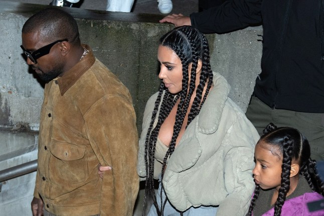 Mandatory Credit: Photo by Marechal Aurore/ABACA/REX/Shutterstock (13097324k) Kanye West, Kim Kardashian and North West attending the Yeezy Season 8 show as part of the Paris Fashion Week Womenswear Fall/Winter 2020/2021 in Paris, France on March 02, 2020. PFW - Yeezy Season 8 Front Row, Paris, France - 02 Mar 2020