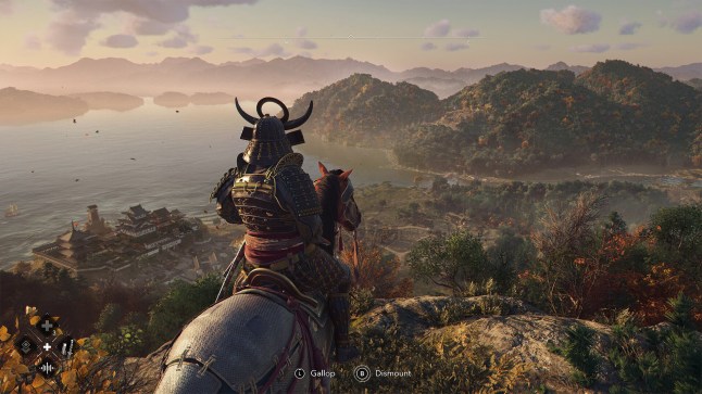 Assassin's Creed Shadows screenshot showing Yasuke on horseback