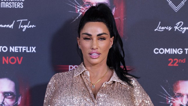 Katie Price in a sparkly top on a red carpet