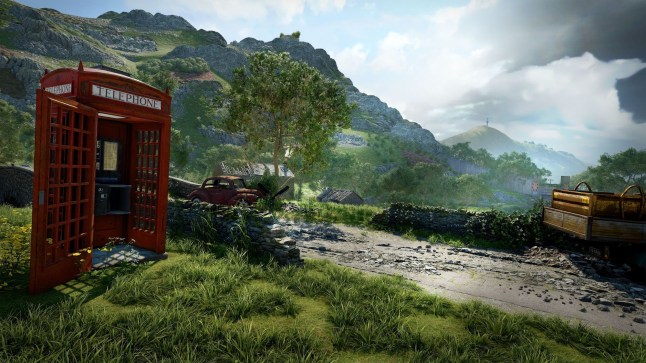 Atomfall screenshot of a red telephone box