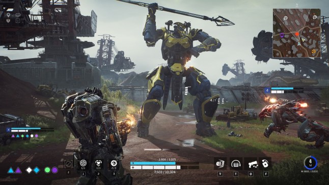 Steel Hunters of a giant robot with a spear
