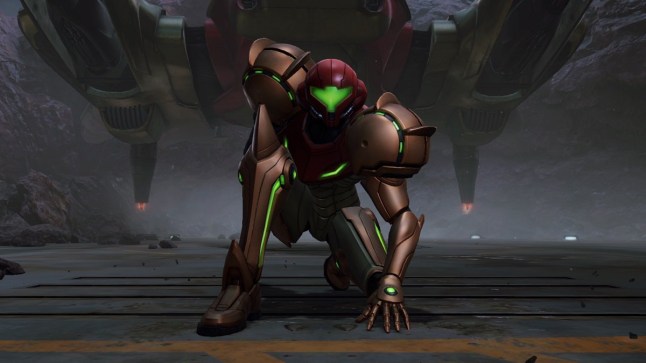 Metroid Prime 4 Samus kneeling on ground