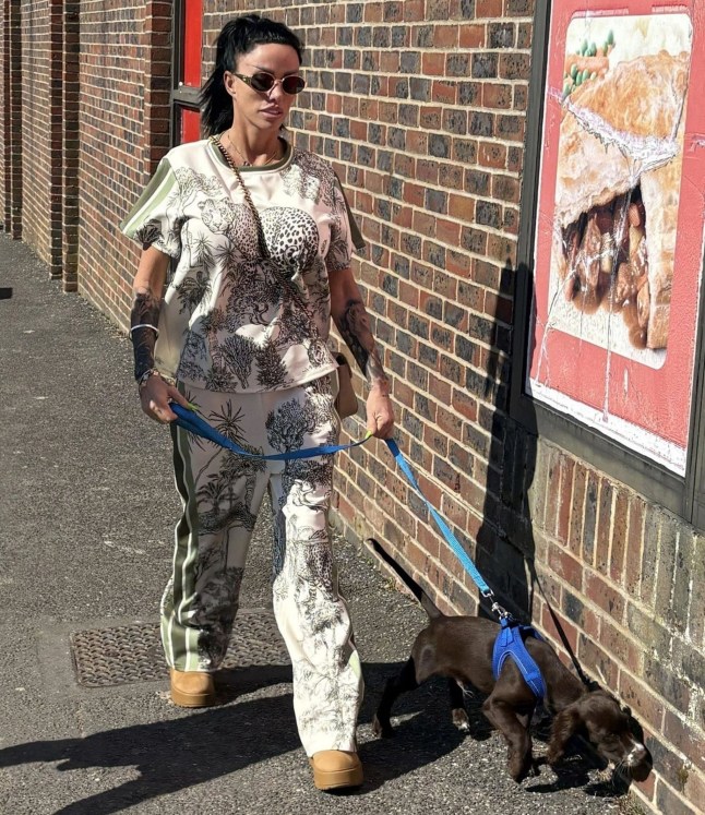 BGUK_3190799 - UK, UNITED KINGDOM - *PREMIUM-EXCLUSIVE* - *MUST CALL FOR PRICING BEFORE USAGE*?? The British Model Katie Price aka Jordan is seen sporting her Safari Tracksuit from the brand JYY London, cut some style wearing her Gucci handbag out with her beau JJ Slater. The couple took their adorable Cocker Spaniel named Rookie for a sunny afternoon stroll during Katie's lunch break from her Easter Panto Production where the star will play the role of the Fairy in a retelling of 'Pinocchio' in Croydon at Fairfield Halls. A keen animal lover, Katie has owned various animals in the past, However, the star has also faced much publicised criticism for her treatment of animals with reports indicate that at least eight of her animals have died under her care, including five dogs, a horse, and a chameleon. Pictured: Katie Price - Jordan - JJ Slater BACKGRID UK 26 MARCH 2025 UK: +44 208 344 2007 / uksales@backgrid.com USA: +1 310 798 9111 / usasales@backgrid.com *Pictures Containing Children Please Pixelate Face Prior To Publication*