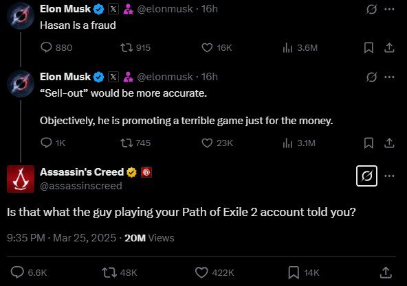 Assassin's Creed hits back at Elon Musk on X