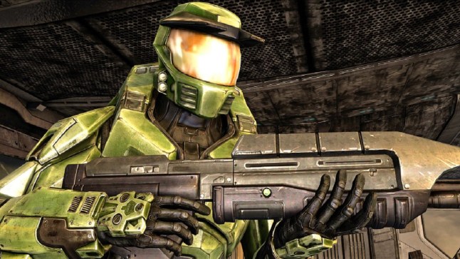 Master Chief from Halo holding a gun