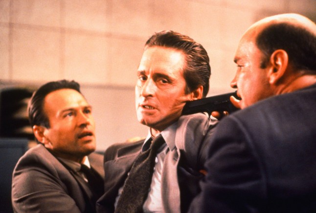 HCADYW BASIC INSTINCT, Chelcie Ross, Michael Douglas, Denis Arndt, 1992, (c) TriStar/courtesy Everett Collection