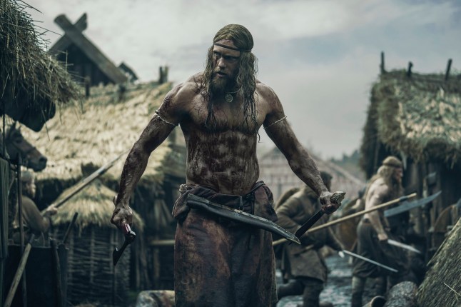 This image released by Focus Features shows Alexander Skarsg??rd in a scene from "The Northman." (Aidan Monaghan/Focus Features via AP)