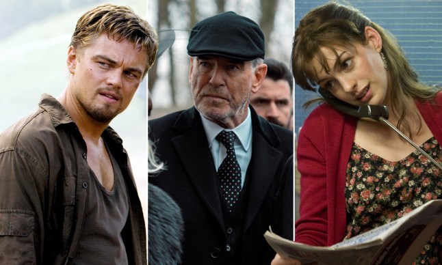 Leonardo Dicaprio, Pierce Brosnan and Anne Hathaway in various movie roles.