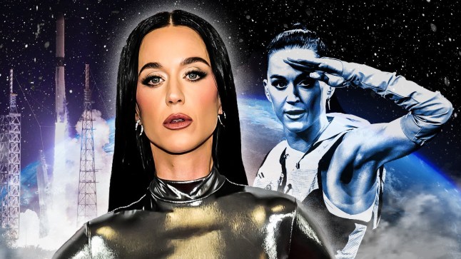 Creative image of Katy Perry going to space