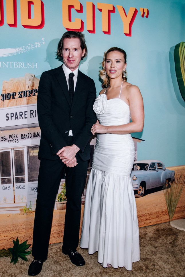 Wes Anderson and Scarlett Johansson at the New York premiere of "Asteroid City" held at Alice Tully Hall on June 13, 2023 in New York City. (Photo by Nina Westervelt/Variety via Getty Images)