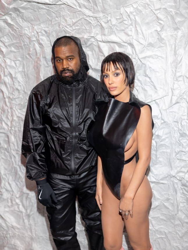 MILAN, ITALY - FEBRUARY 23: Kanye West and Bianca Censori attends the Marni fashion show during the Milan Fashion Week Womenswear Fall/Winter 2024-2025 on February 23, 2024 in Milan, Italy. (Photo by Arnold Jerocki/Getty Images)