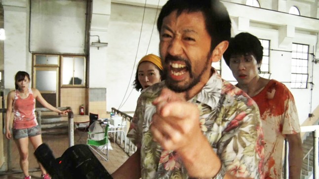 No Merchandising. Editorial Use Only. No Book Cover Usage. Mandatory Credit: Photo by Shudder/Everett/REX/Shutterstock (14376887h) ONE CUT OF THE DEAD, (aka KAMERA O TOMERU NA), from left: Yuzuki Akiyama, Harumi Shuhama, Takayuki Hamatsu, Kazuaki Nagaya, 2017. ? Shudder / courtesy Everett Collection One Cut of the Dead - 2017