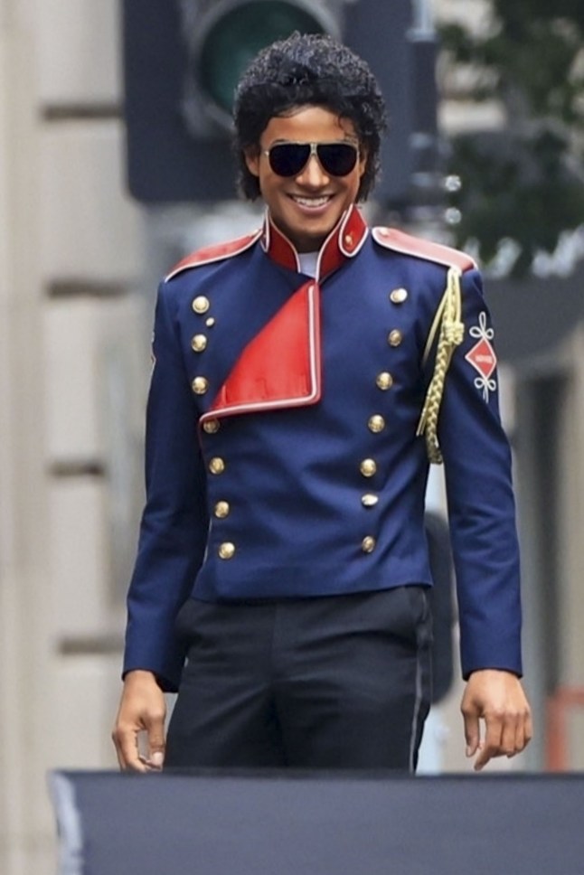Los Angeles, CA - *EXCLUSIVE* - Antoine Fuqua???s Michael Jackson biopic, Micheal, is one of the most anticipated film projects. The highly anticipated biopic is now filming scenes in Downtown Los Angeles. Jaafar Jackson looks nearly identical to Uncle Michael Jackson while filming a scene on top of a car. Pictured: Jaafar Jackson BACKGRID USA 4 MAY 2024 USA: +1 310 798 9111 / usasales@backgrid.com UK: +44 208 344 2007 / uksales@backgrid.com *UK Clients - Pictures Containing Children Please Pixelate Face Prior To Publication*