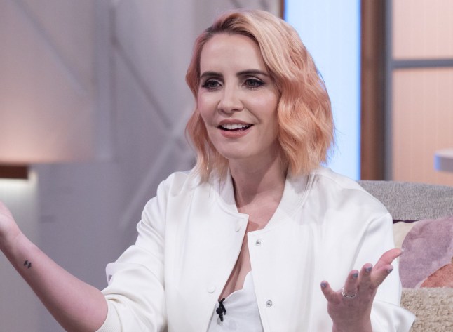 Claire Richards gesturing while chatting on Lorraine in 2024.