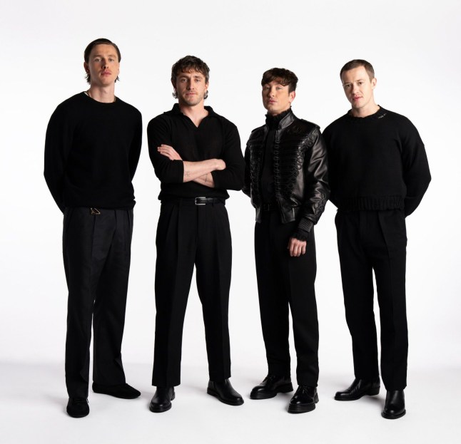 ?2025 CTMG, Inc. Mandatory Credit: Photo by John Russo/Shutterstock (15232625a) Las Vegas, NV - March 31, 2025 - Sony Pictures announces the cast of The Beatles - A Four-Film Cinematic Event, directed by Sam Mendes. (l to r) Harris Dickinson (John Lennon), Paul Mescal (Paul McCartney), Barry Keoghan (Ringo Starr), and Joseph Quinn (George Harrison). In theaters April 2028. Photo by: John Russo Sony Pictures announces cast of The Beatles - A Four-Film Cinematic Event, Las Vegas, Nevada, USA - 31 Mar 2025