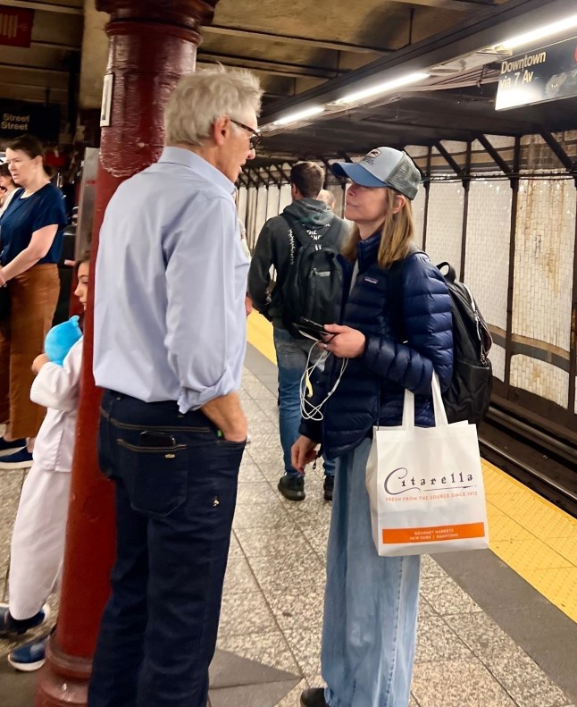 New York, NY - *PREMIUM-EXCLUSIVE* **WEB EMBARGO UNTIL 11:45 AM ET ON APRIL 1, 2025**- **Pictures Taken on March 29th, 2025** Legendary actor Harrison Ford proves he's just like us as he takes a rare ride on the New York City Subway, mingling with commuters during an outing with wife Calista Flockhart. The couple was spotted strolling through Manhattan's Upper West Side, shopping at Citarella Gourmet Market, and heading to a nearby train station. After sharing a tender kiss goodbye, Calista rushed to catch her Express Downtown 2 train for her Off-Broadway play 'Curse of the Starving Class', while Harrison followed her instructions to take the local Downtown 1 train, getting off at 59th Street-Columbus Circle Station. Once aboard, Ford blended in seamlessly with the local commuters, even striking up a conversation with a fellow passenger, telling her that he hadn???t taken the train in years. This marks Harrison Ford???s first public appearance since his shingles diagnosis forced him to cancel at this year???s Oscars ceremony. Pictured: Harrison Ford, Calista Flockhart BACKGRID USA 1 APRIL 2025 BYLINE MUST READ: BrosNYC / BACKGRID USA: +1 310 798 9111 / usasales@backgrid.com UK: +44 208 344 2007 / uksales@backgrid.com *UK Clients - Pictures Containing Children Please Pixelate Face Prior To Publication*
