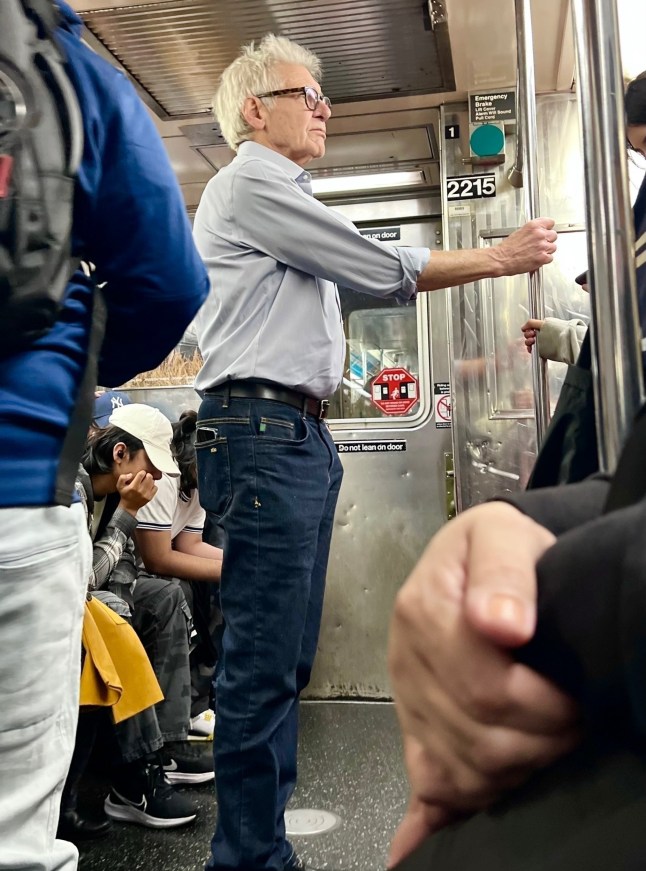 New York, NY - *PREMIUM-EXCLUSIVE* **WEB EMBARGO UNTIL 11:45 AM ET ON APRIL 1, 2025**- **Pictures Taken on March 29th, 2025** Legendary actor Harrison Ford proves he's just like us as he takes a rare ride on the New York City Subway, mingling with commuters during an outing with wife Calista Flockhart. The couple was spotted strolling through Manhattan's Upper West Side, shopping at Citarella Gourmet Market, and heading to a nearby train station. After sharing a tender kiss goodbye, Calista rushed to catch her Express Downtown 2 train for her Off-Broadway play 'Curse of the Starving Class', while Harrison followed her instructions to take the local Downtown 1 train, getting off at 59th Street-Columbus Circle Station. Once aboard, Ford blended in seamlessly with the local commuters, even striking up a conversation with a fellow passenger, telling her that he hadn???t taken the train in years. This marks Harrison Ford???s first public appearance since his shingles diagnosis forced him to cancel at this year???s Oscars ceremony. Pictured: Harrison Ford, Calista Flockhart BACKGRID USA 1 APRIL 2025 BYLINE MUST READ: BrosNYC / BACKGRID USA: +1 310 798 9111 / usasales@backgrid.com UK: +44 208 344 2007 / uksales@backgrid.com *UK Clients - Pictures Containing Children Please Pixelate Face Prior To Publication*