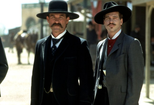 Editorial use only. No book cover usage. Mandatory Credit: Photo by Everett/Shutterstock (437315b) TOMBSTONE, Kurt Russell, Val Kilmer - 1993 VAL KILMER