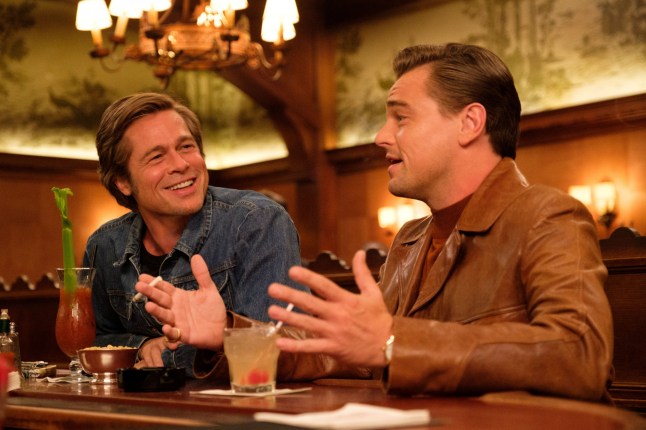 Editorial use only. No book cover usage. Mandatory Credit: Photo by A Cooper/Sony/Columbia/Kobal/REX/Shutterstock (10156703x) Brad Pitt as Cliff Booth and Leonardo DiCaprio as Rick Dalton 'Once Upon A Time In Hollywood' Film - 2019 A faded television actor and his stunt double strive to achieve fame and success in the film industry during the final years of Hollywood's Golden Age in 1969 Los Angeles.