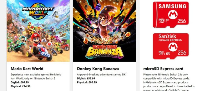 Nintendo Switch 2 game prices
