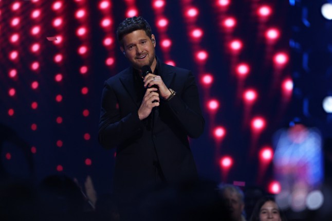 VANCOUVER, BRITISH COLUMBIA - MARCH 30: Michael Bubl?? performs onstage during the 2025 JUNO Awards at Rogers Arena on March 30, 2025 in Vancouver, British Columbia. (Photo by Cindy Ord/Getty Images)