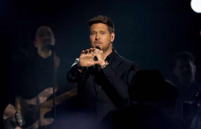 VANCOUVER, BRITISH COLUMBIA - MARCH 30: Michael Bubl?? performs onstage during the 2025 JUNO Awards at Rogers Arena on March 30, 2025 in Vancouver, British Columbia. (Photo by Cindy Ord/Getty Images)